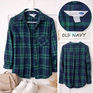 Old Navy Kids Plaid Button-Down Shirt in Blue and Green